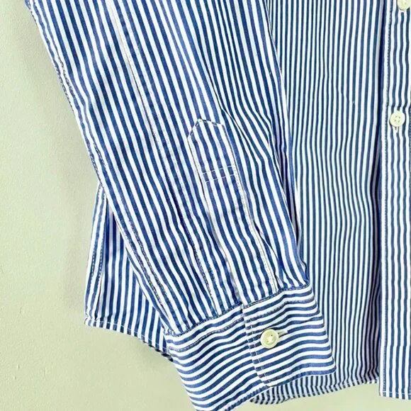 Comme Des Garçons PLAY Navy Blue White Striped Button Front Up Shirt